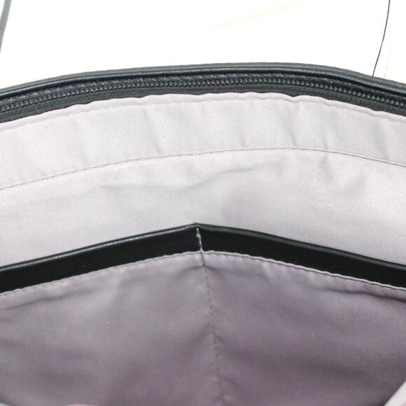 Gussaci Women's Large Tote Shoulder Handbag Minimalist Neutral Cream Black Trim - Picture 10 of 12